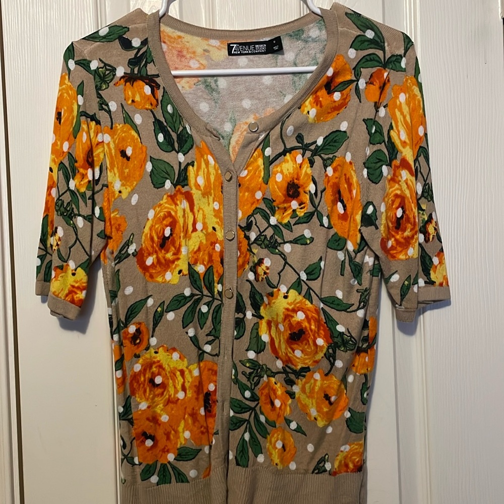 New York & company floral cardigan